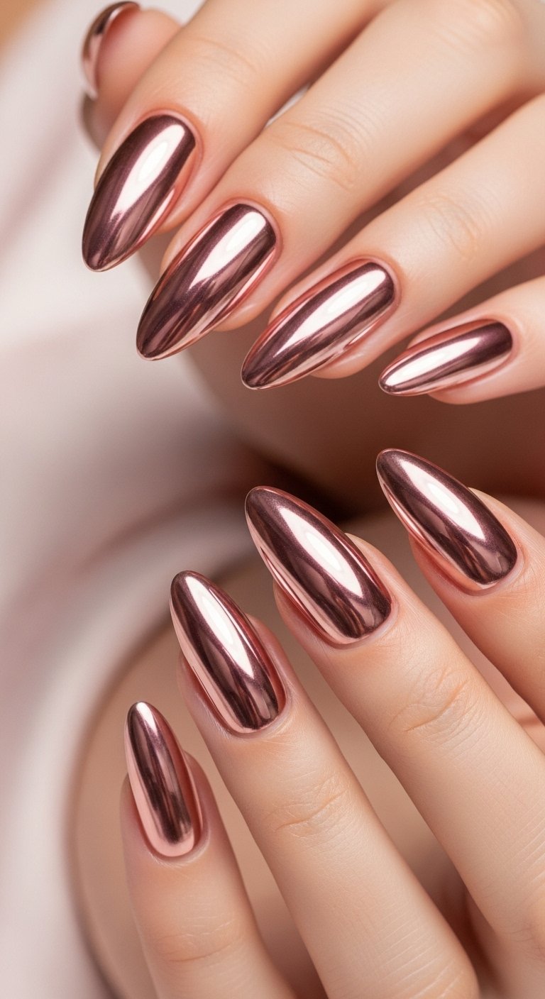Rose Gold Chrome Nails