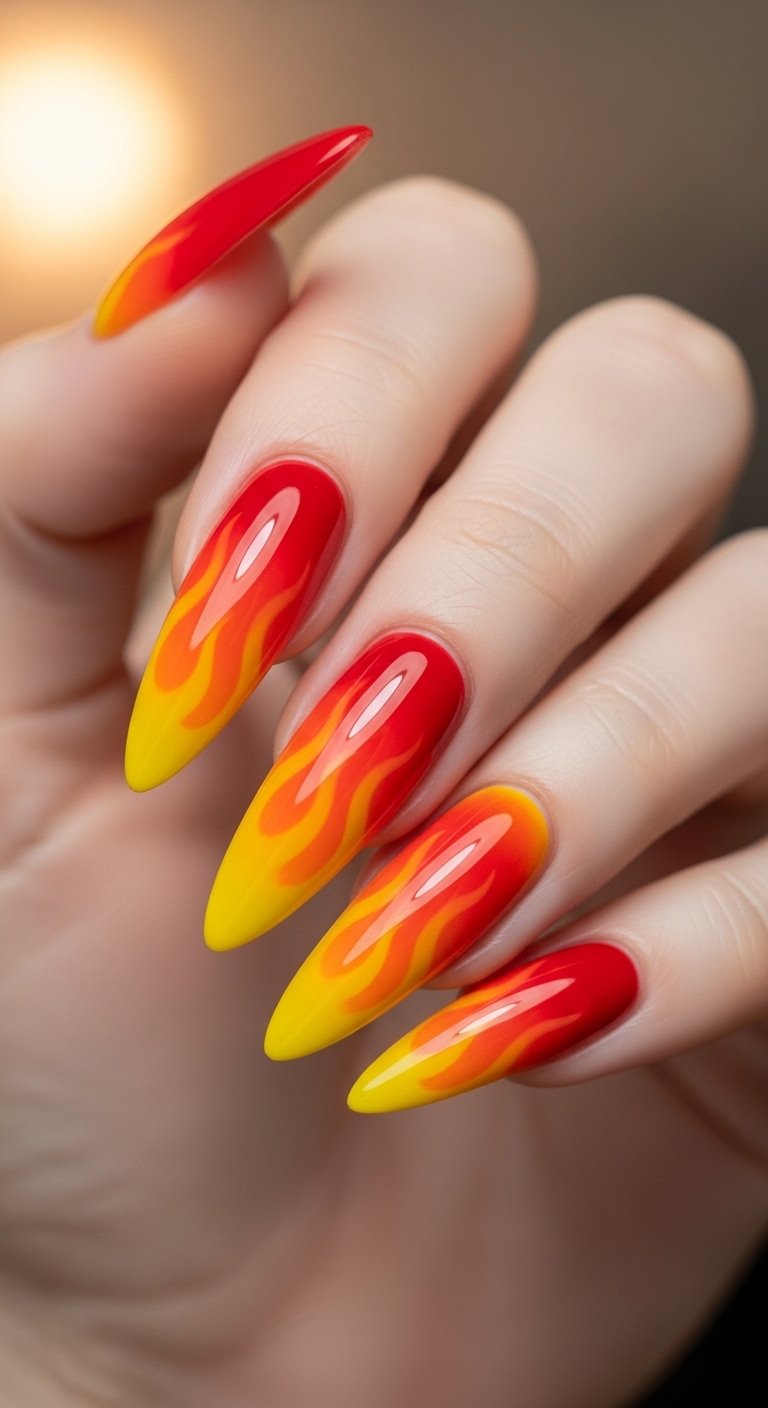 Fire Ombre Nails