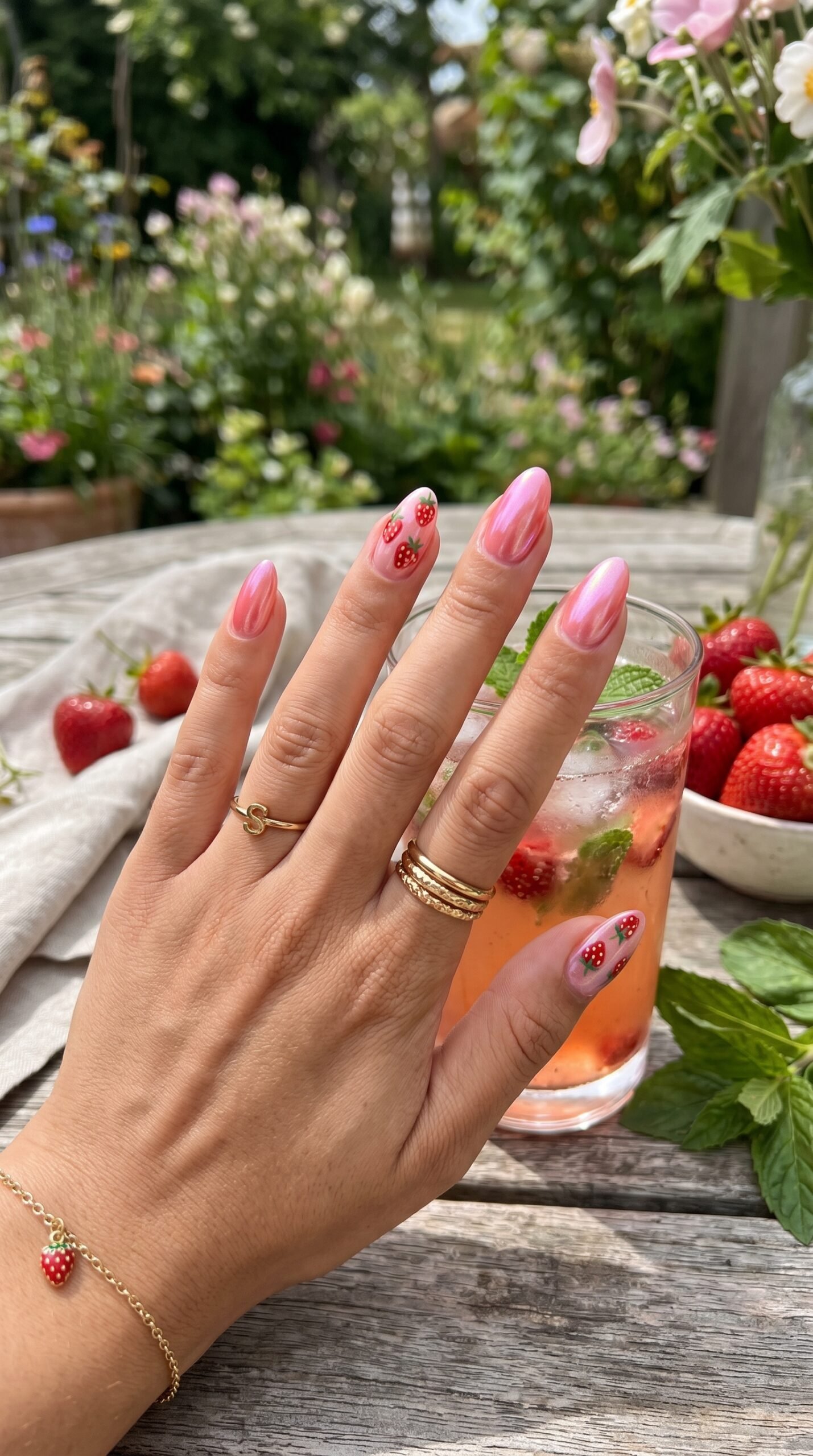 Glazed strawberry nails