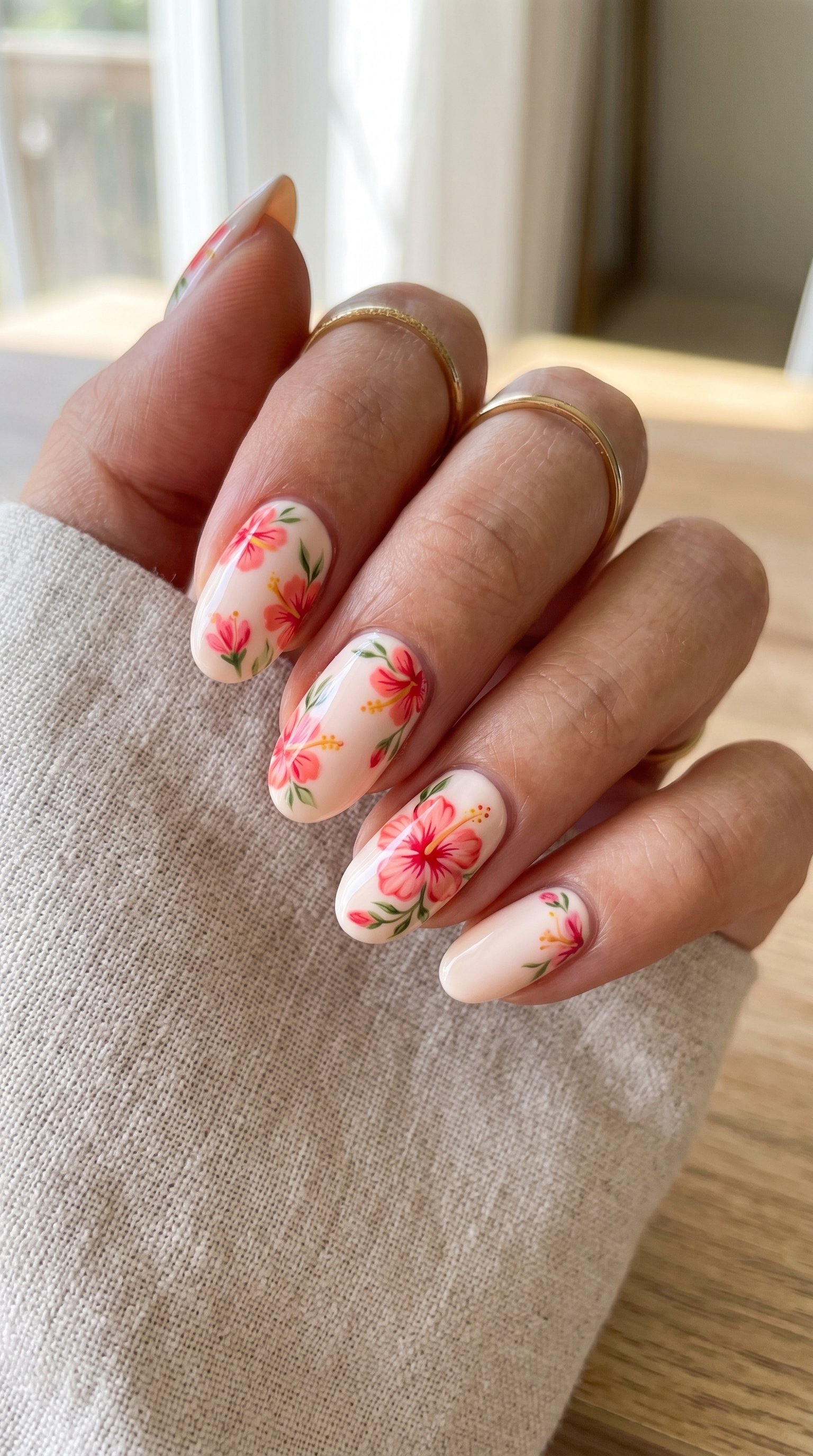 floral beach nails