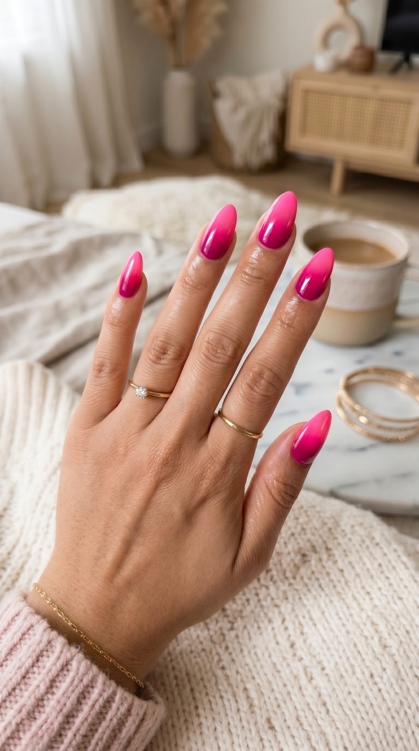 Hot pink ombre nails