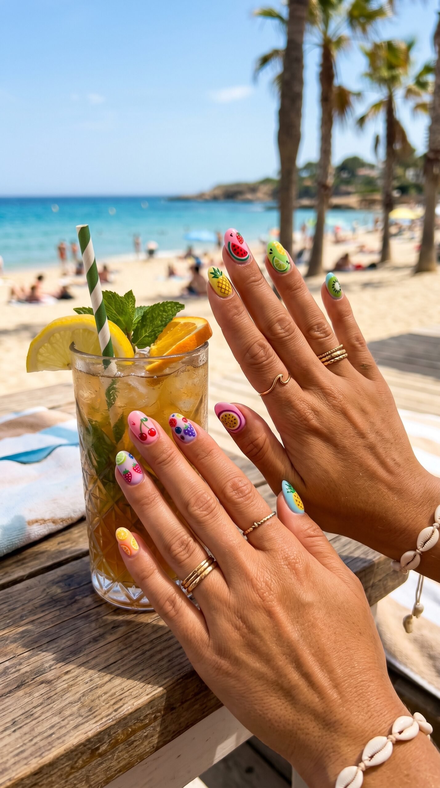 Mixed fruit nail art