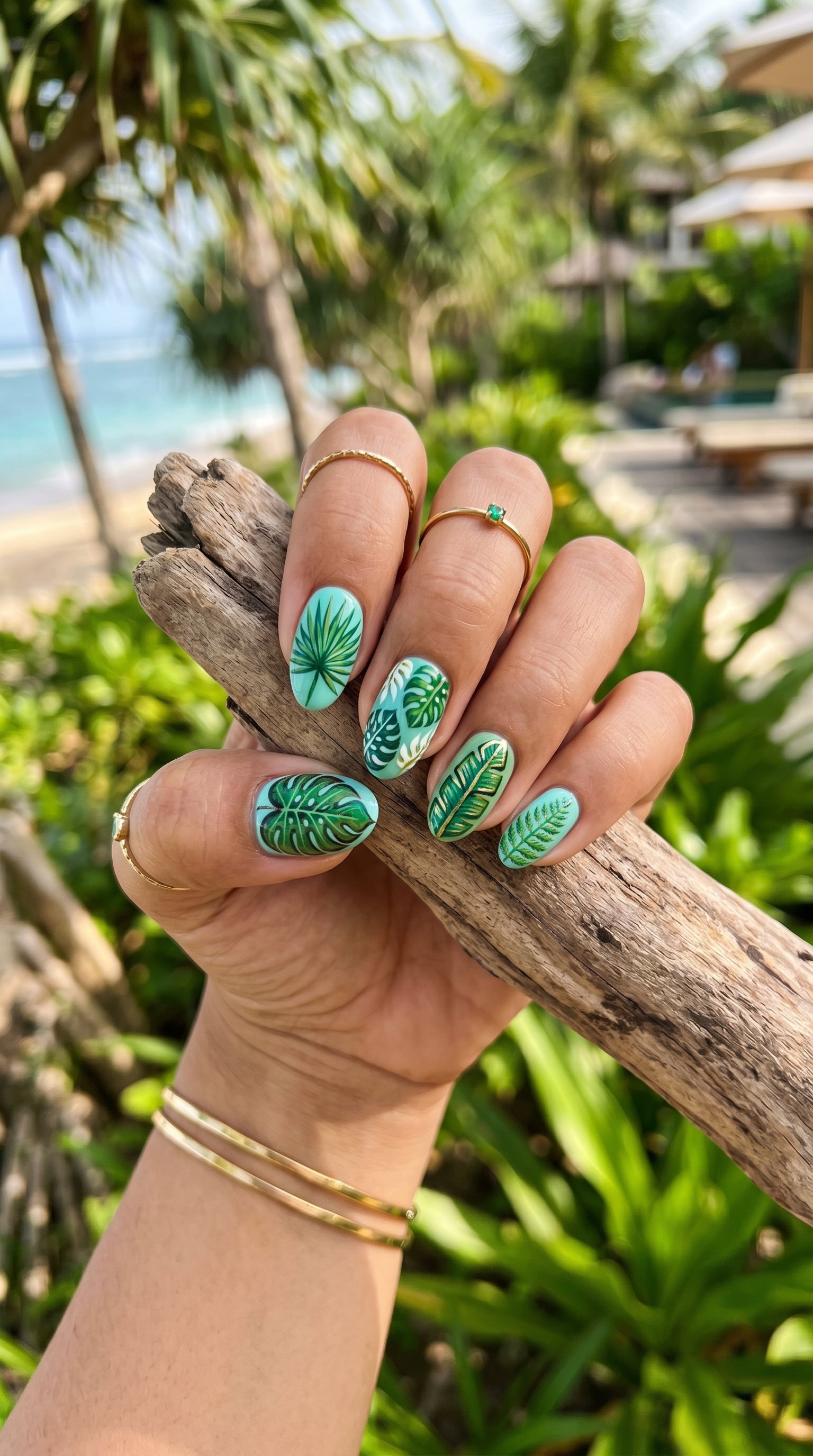 palm leaf nail art