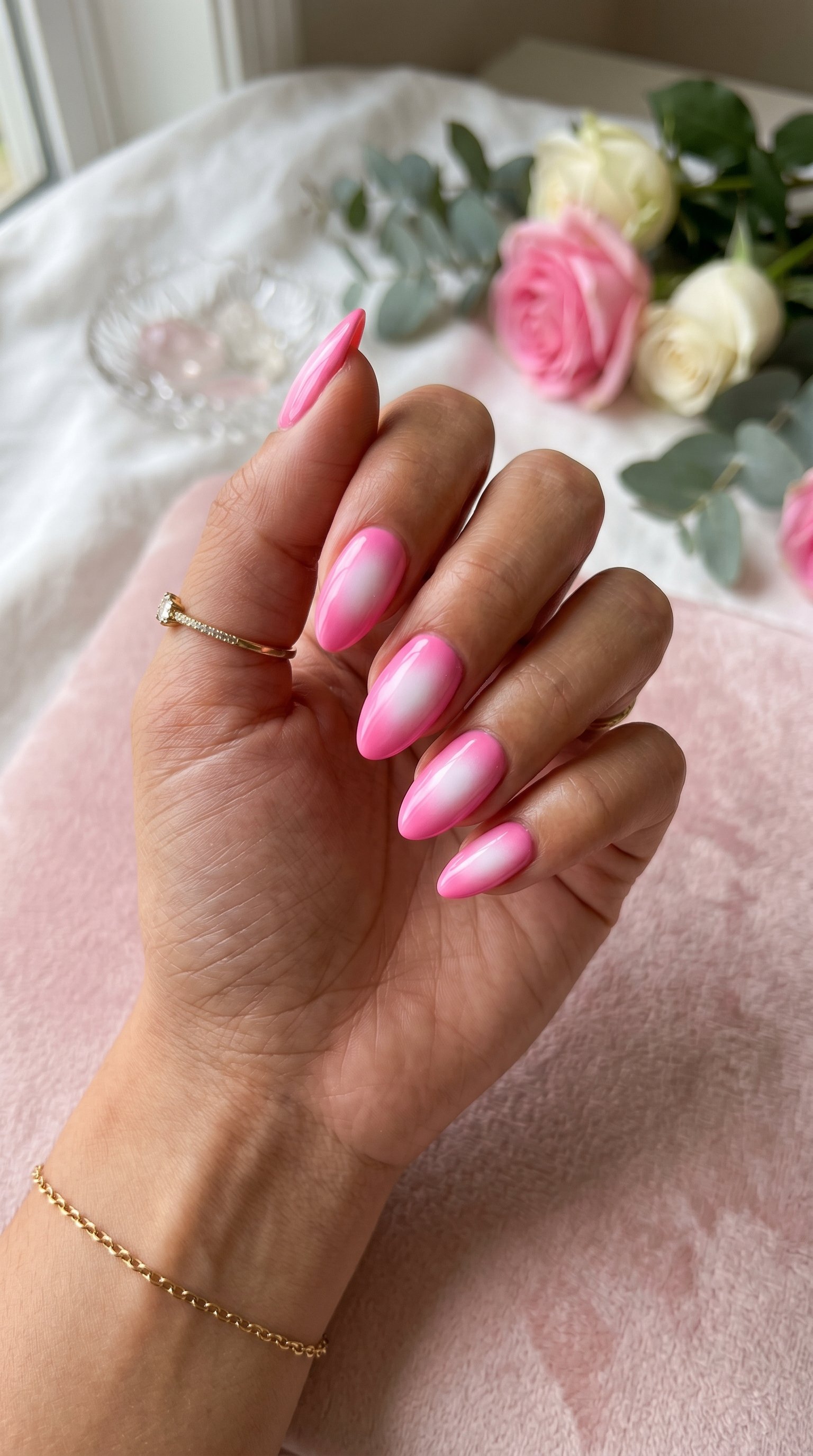 Glowing Aura Pink Nails