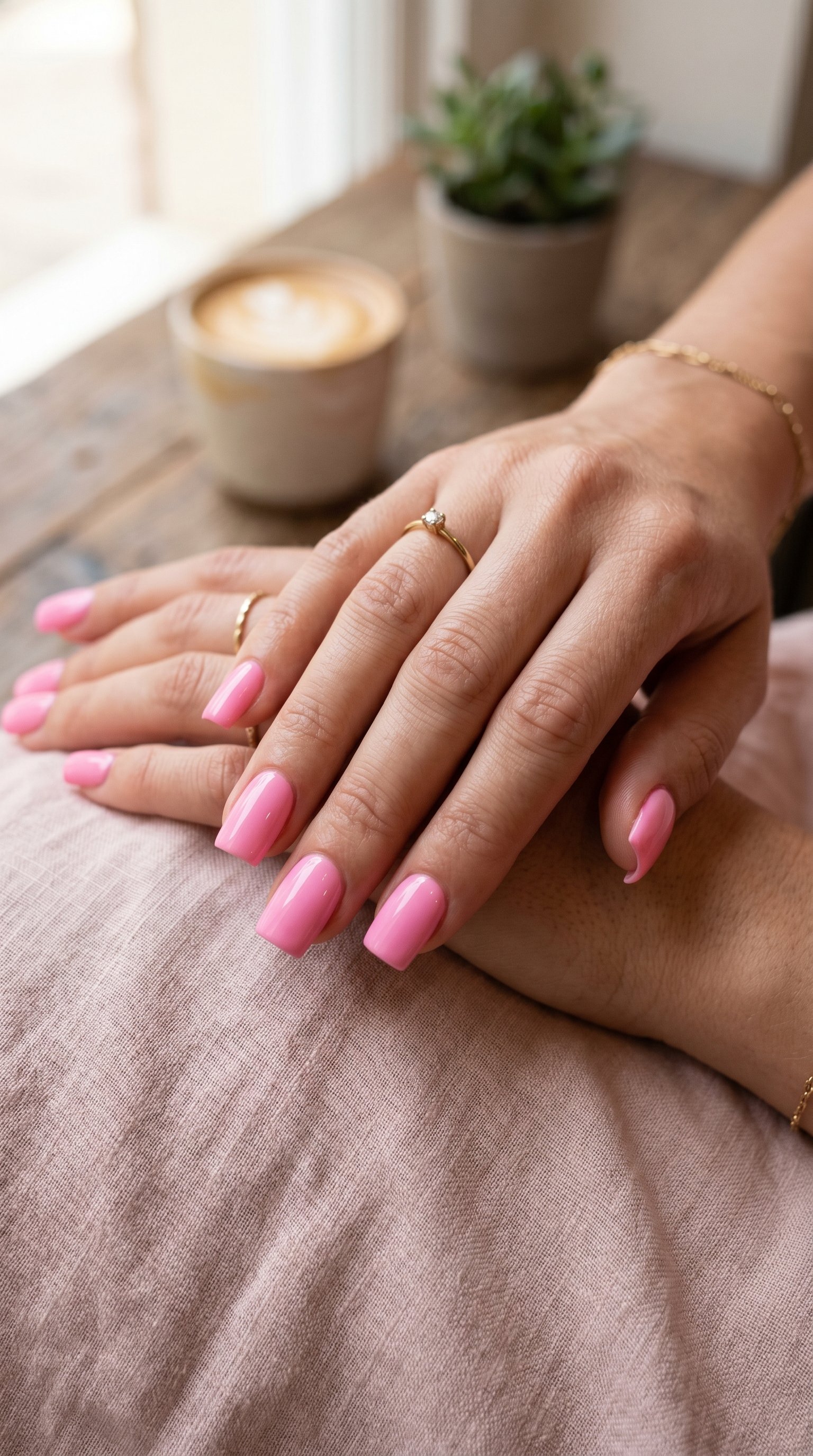 Square Bubblegum Pink Nails
