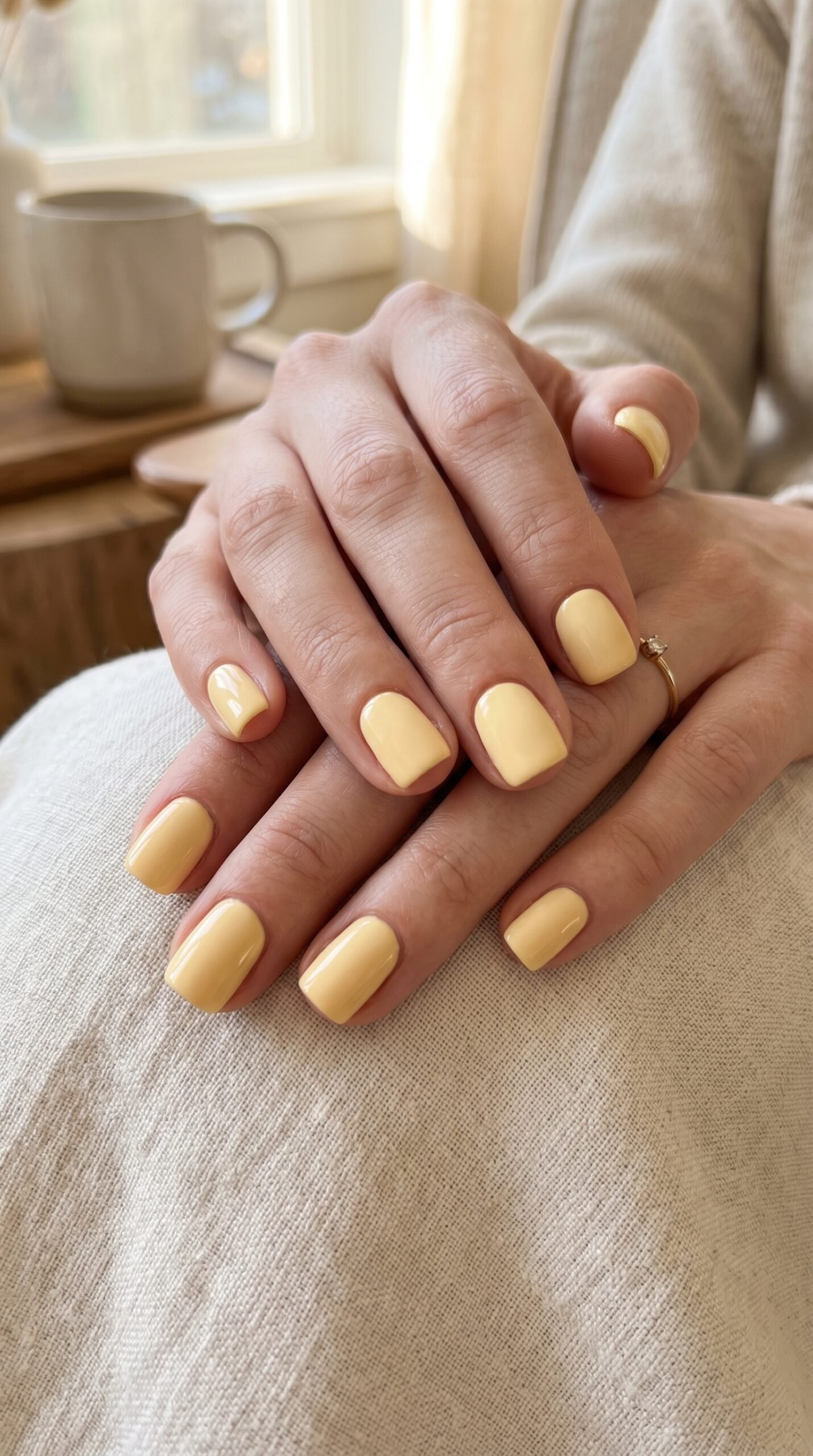 Butter yellow square nails