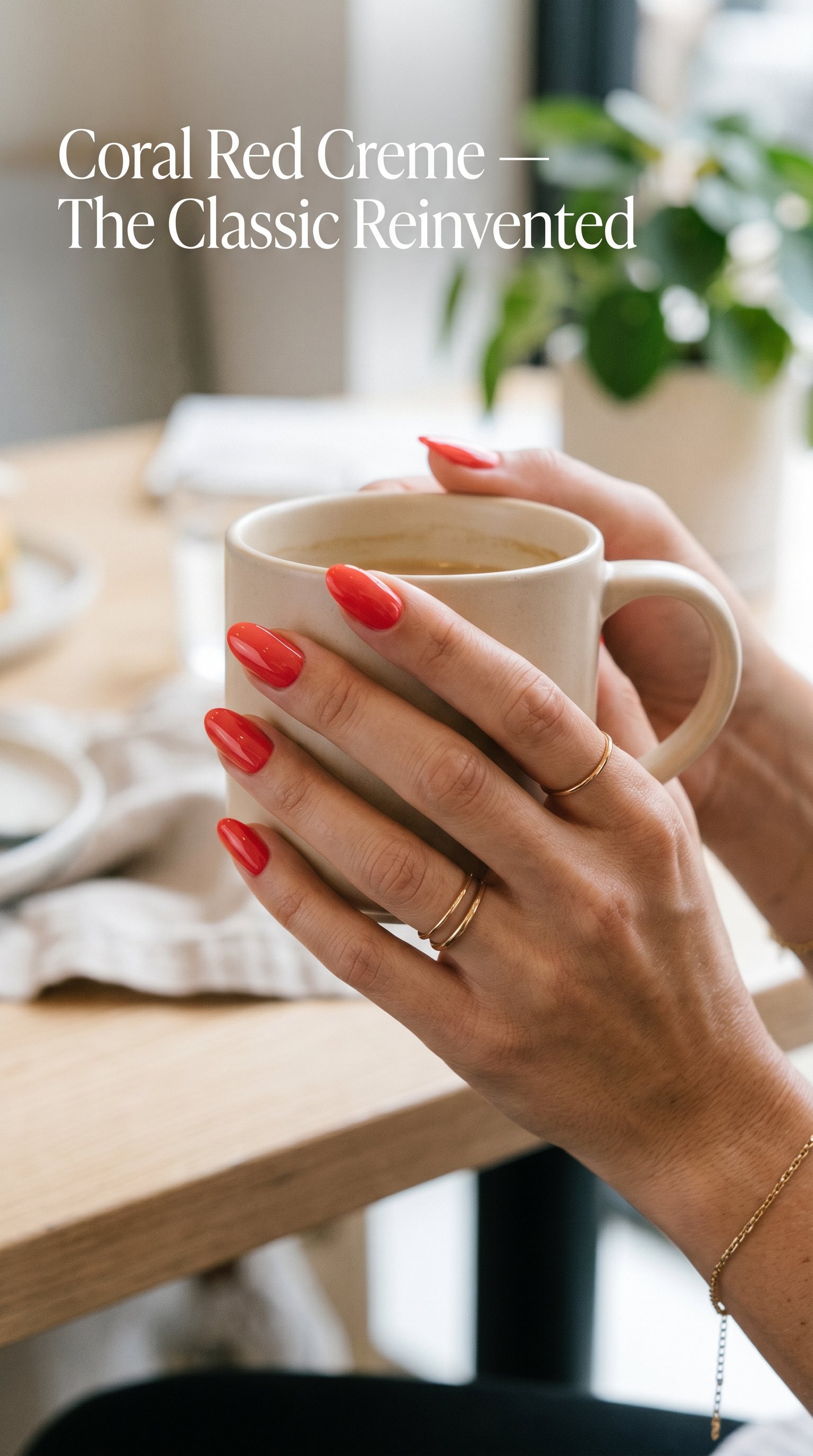 Coral red nails