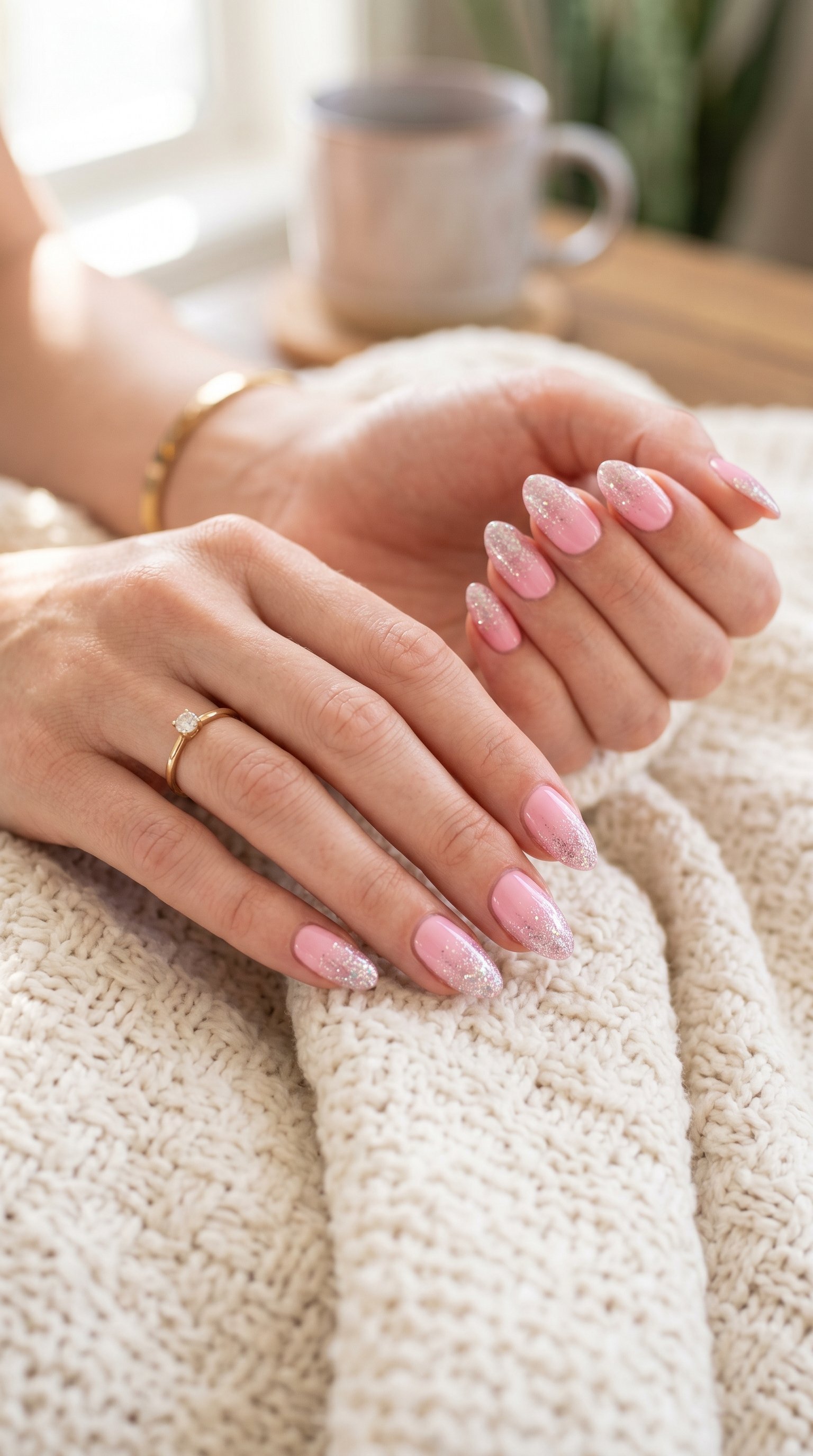 Cotton Candy Glitter Nails