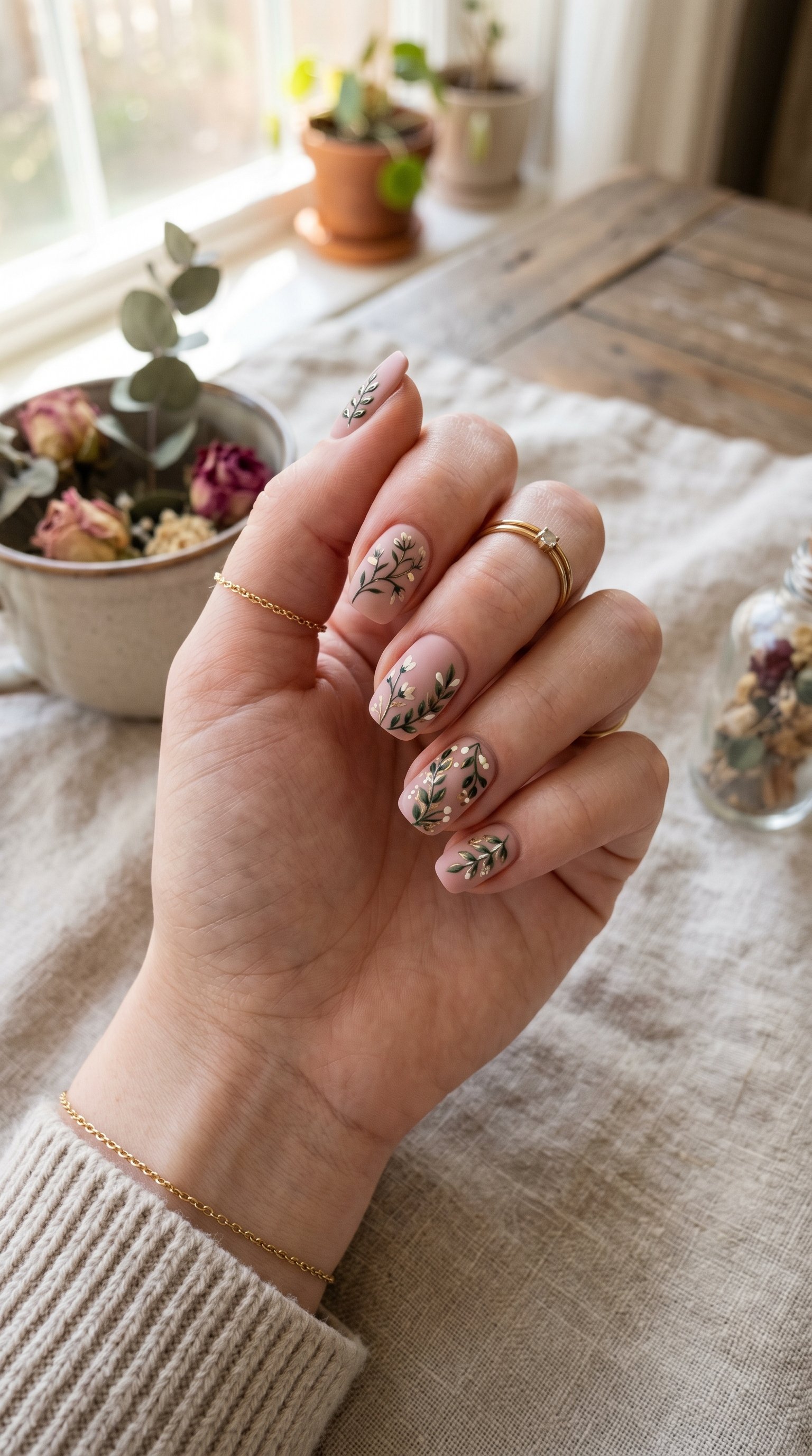 Botanical Rose Nails