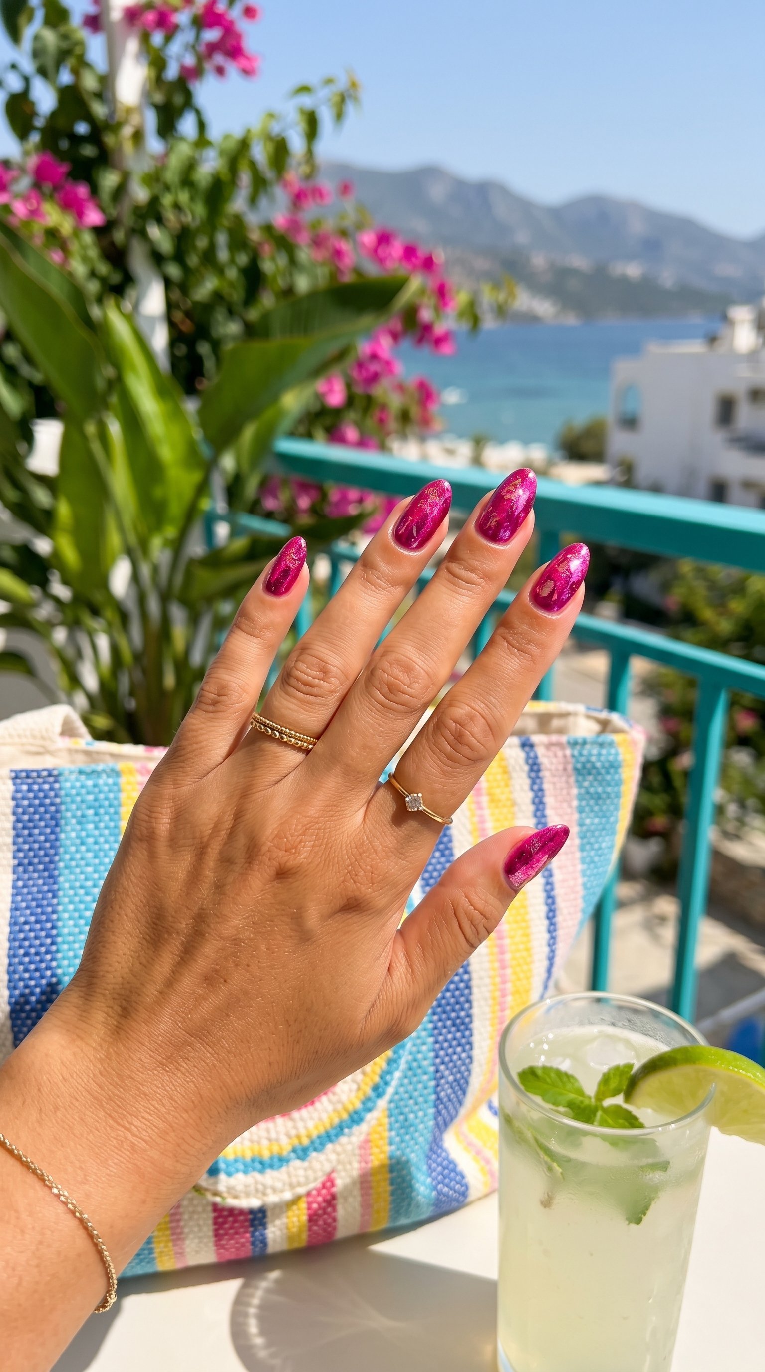 Foiled Magenta Nails