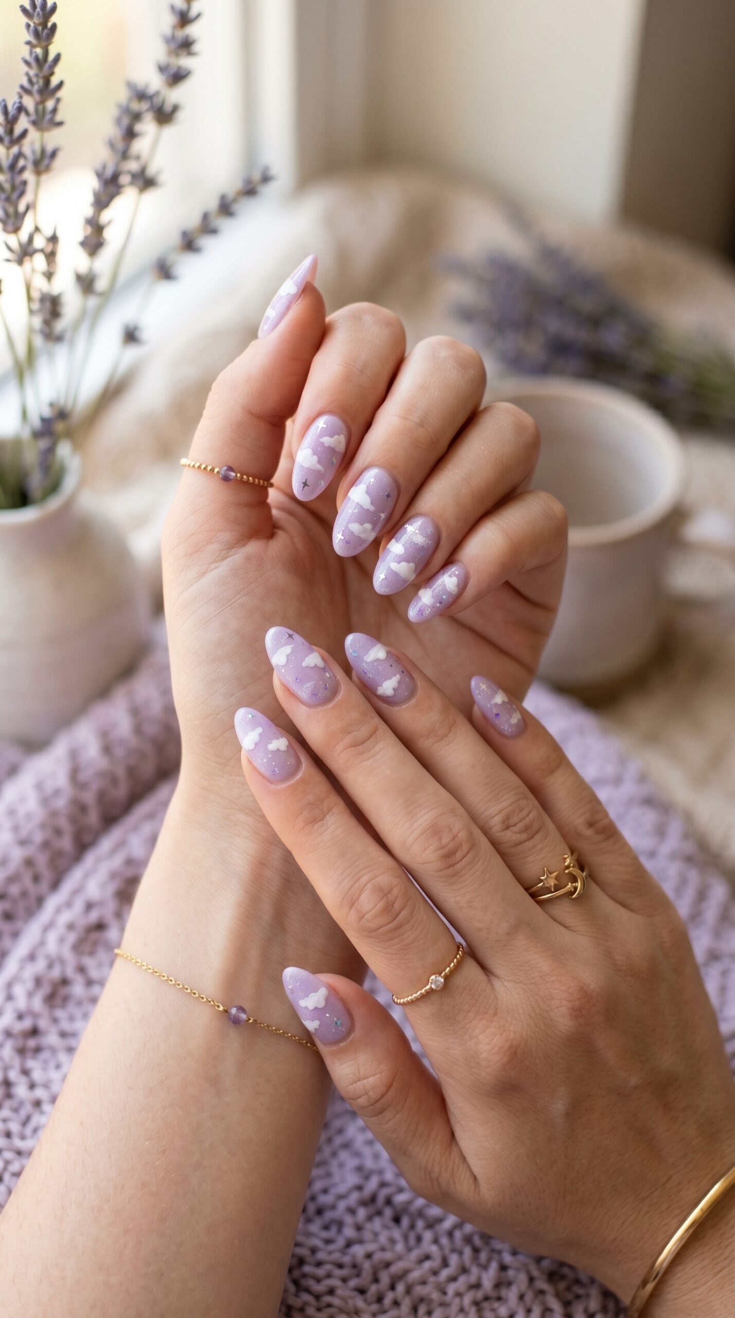 Lavender cloud square nails