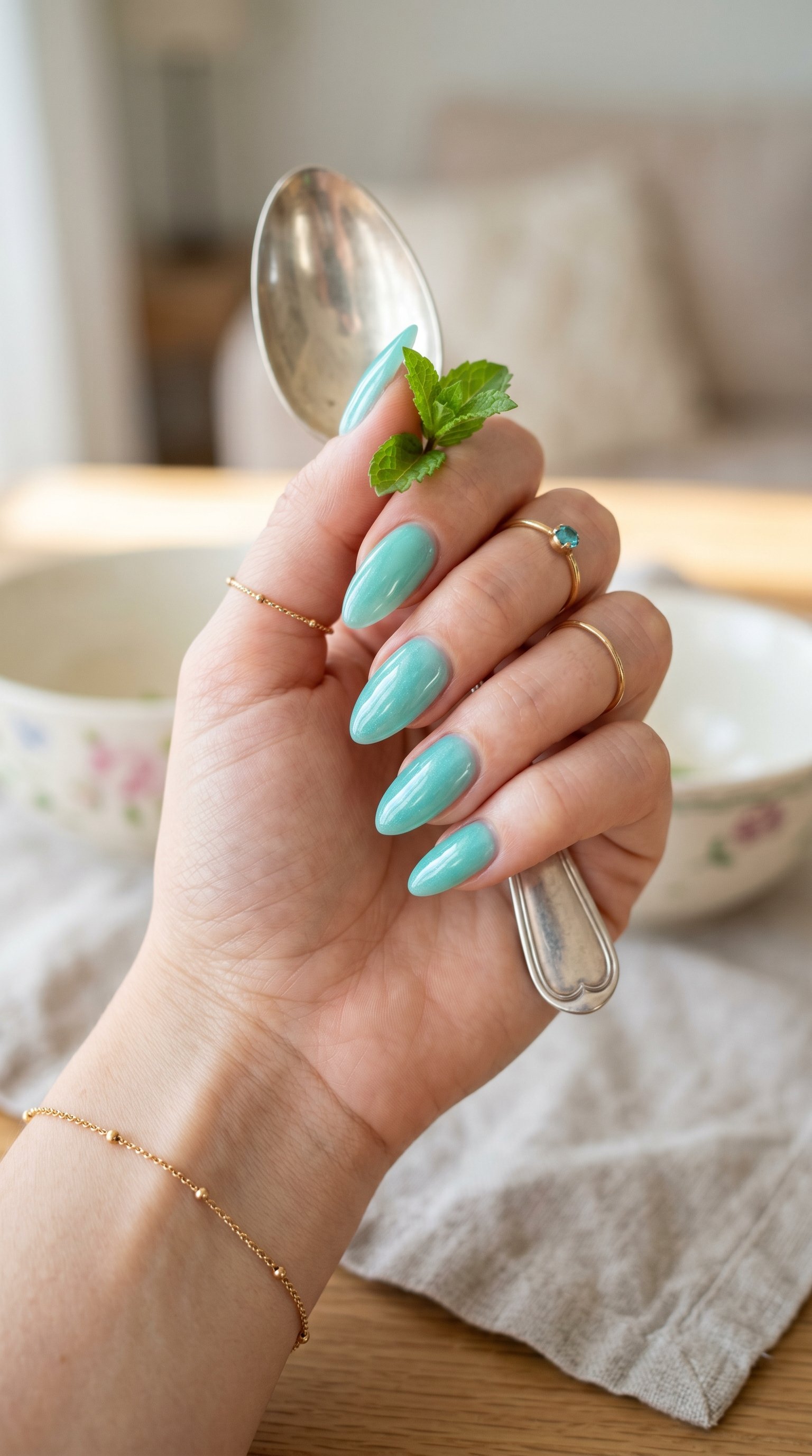 Aqua glass nails
