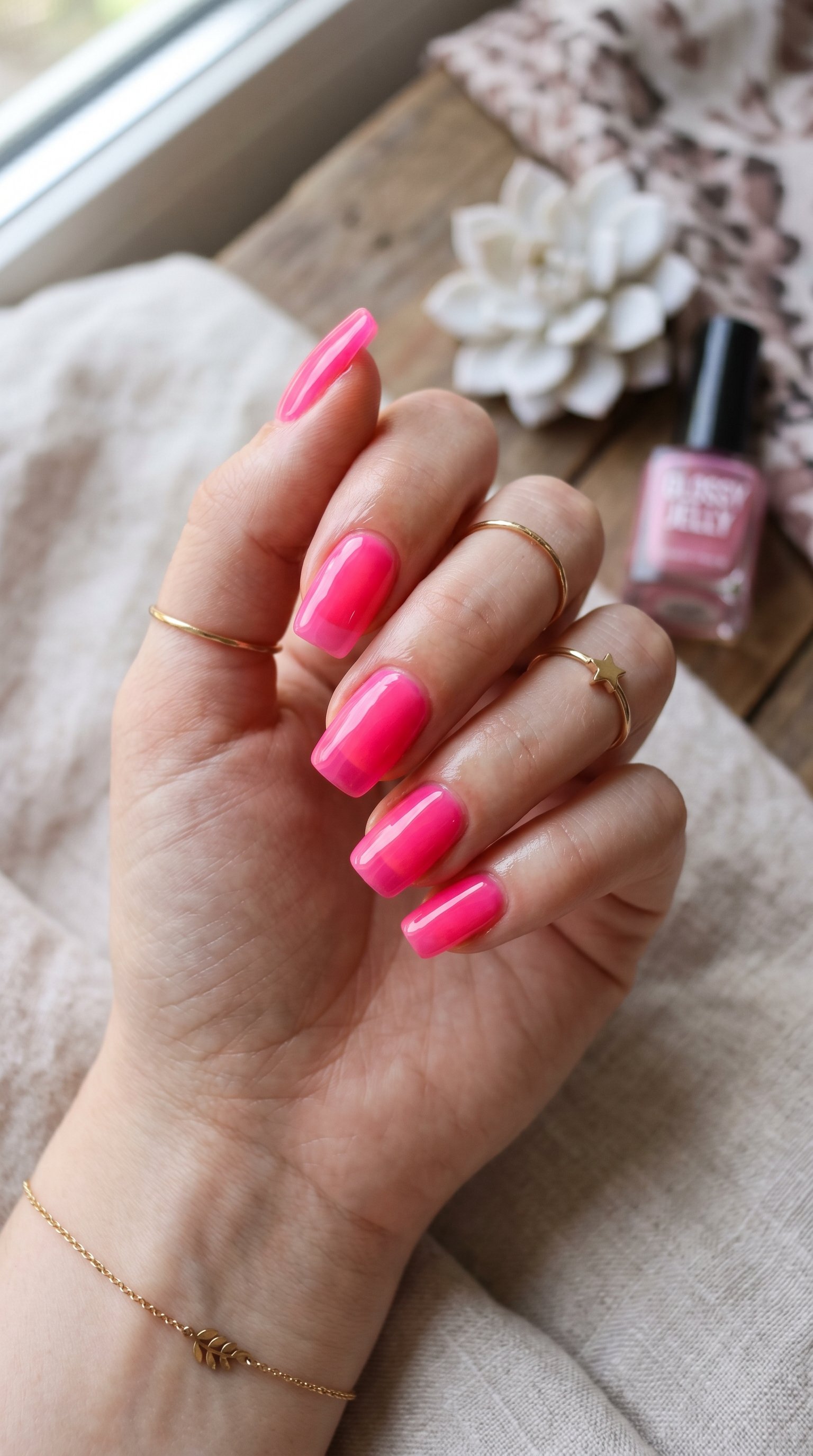 Neon Pink Jelly Nails