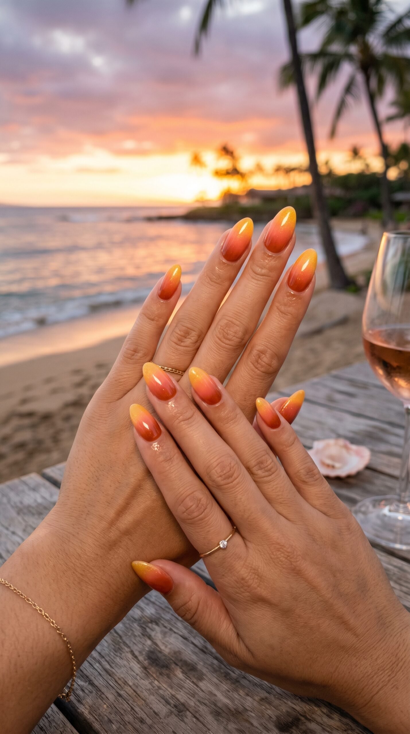 Sunset ombré square nails