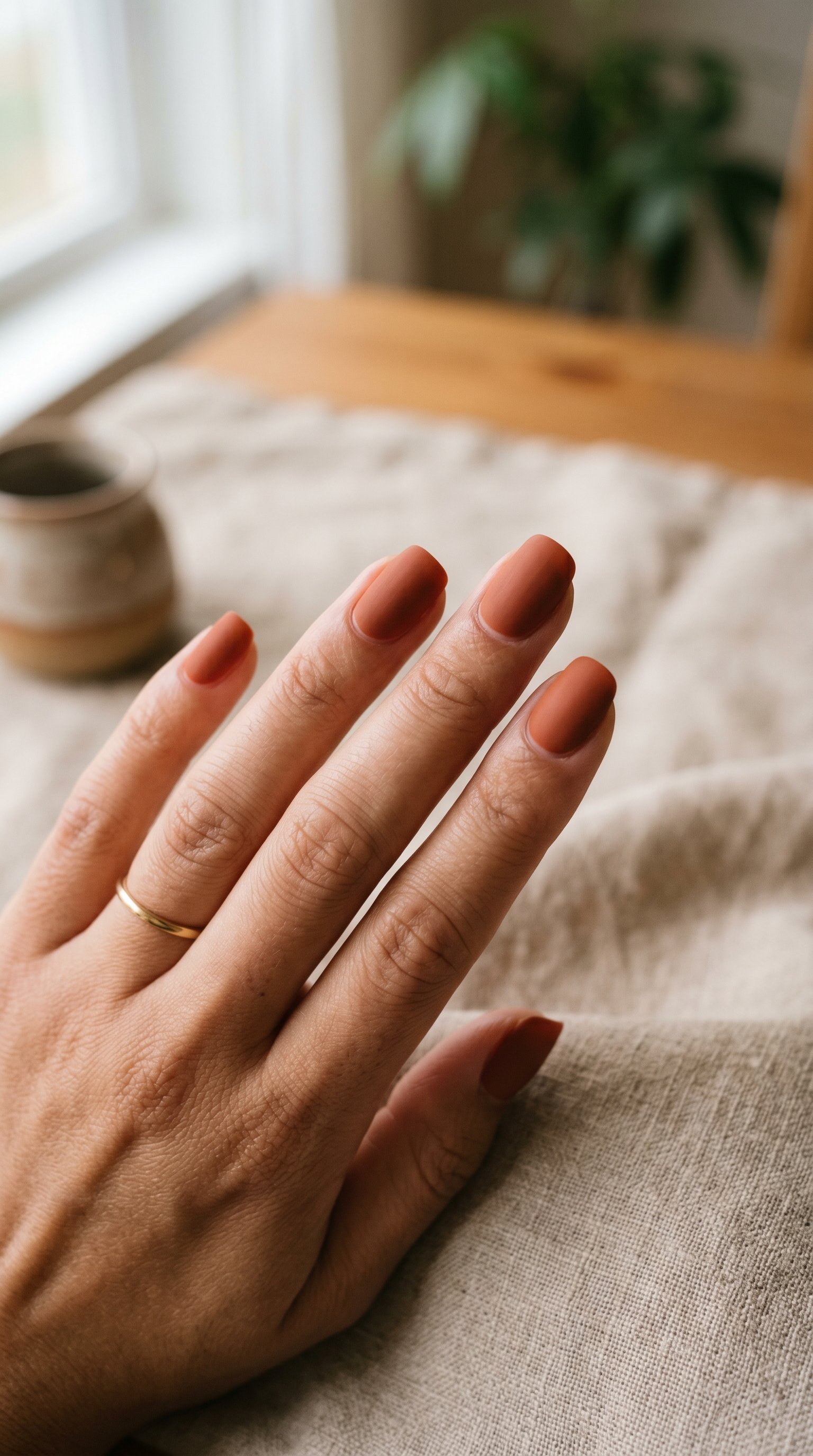 Matte terracotta nails