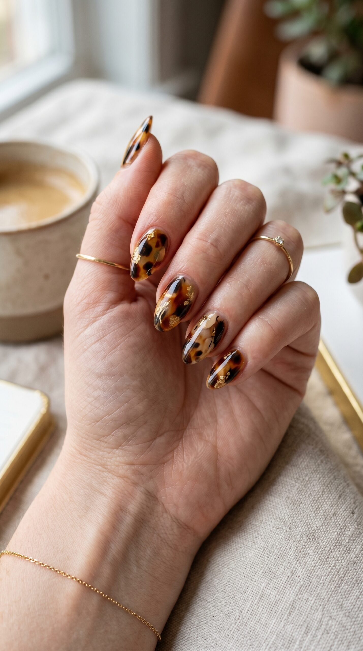 Tortoiseshell square nails