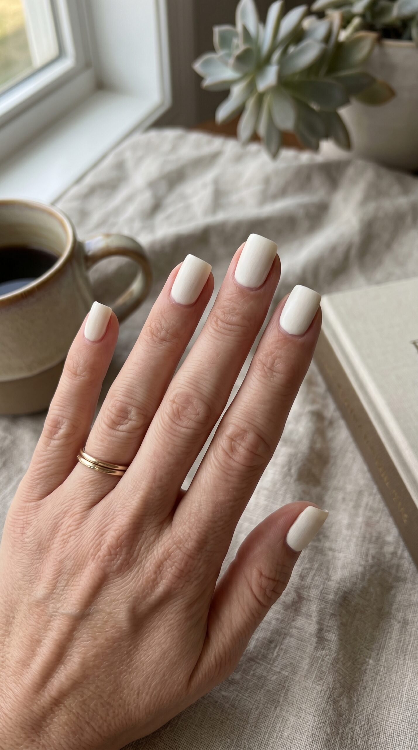 White linen square nails